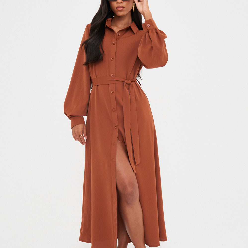 
                      
                        WOVEN BELTED MIDAXI SHIRT DRESS
                      
                    