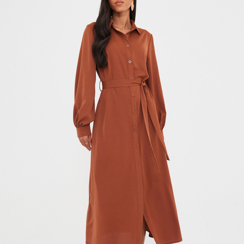 
                      
                        WOVEN BELTED MIDAXI SHIRT DRESS
                      
                    