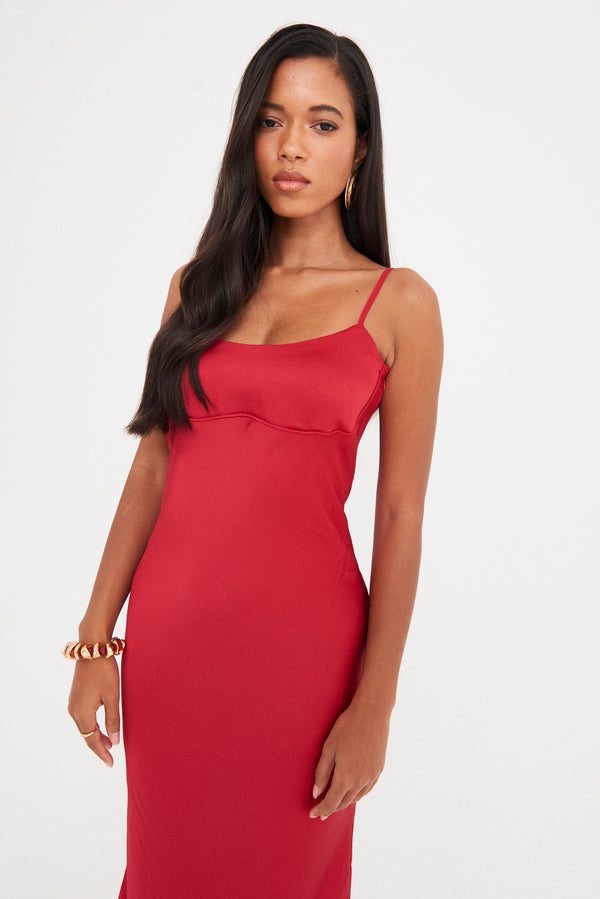 SATIN SEAM DETAIL SLIP DRESS