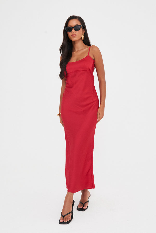 SATIN SEAM DETAIL SLIP DRESS