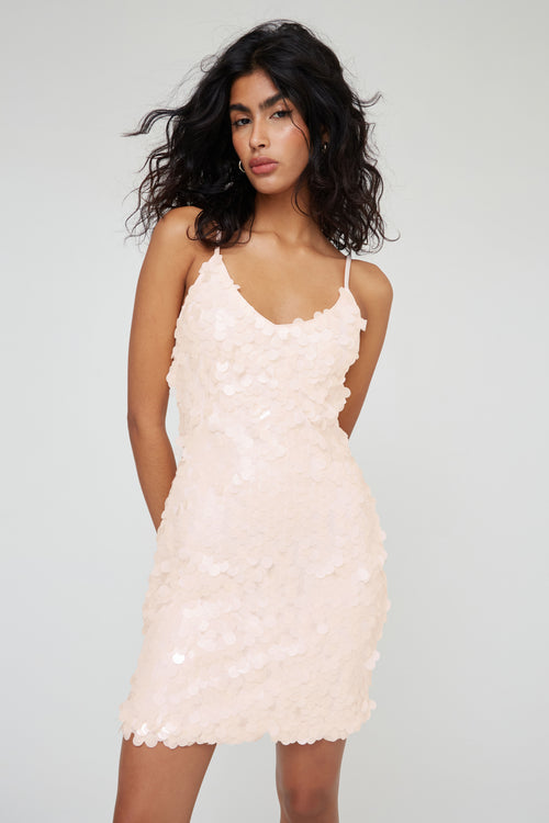 DISC SEQUIN SLIP DRESS