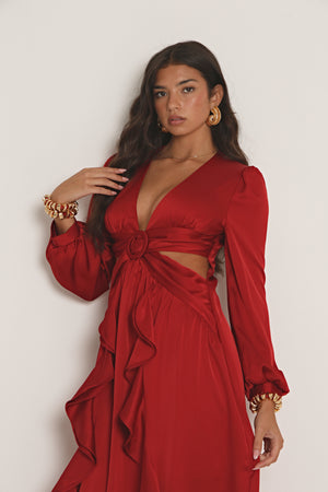 SATIN CUT OUT MAXI DRESS