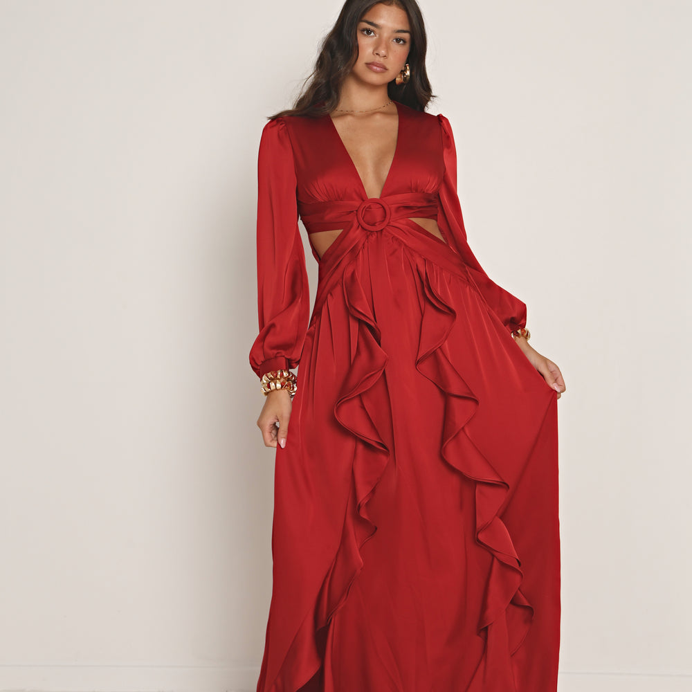 
                      
                        SATIN CUT OUT MAXI DRESS
                      
                    