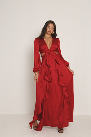 SATIN CUT OUT MAXI DRESS