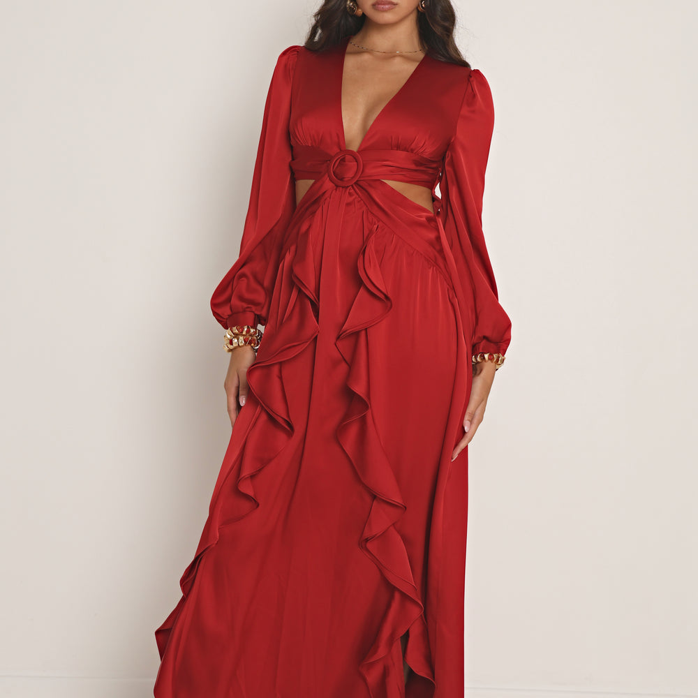 SATIN CUT OUT MAXI DRESS