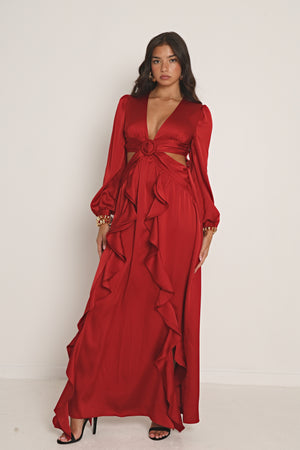 SATIN CUT OUT MAXI DRESS