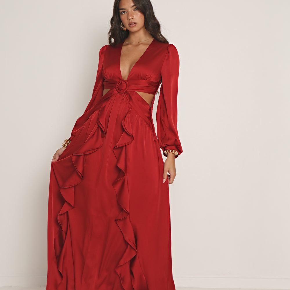 
                      
                        SATIN CUT OUT MAXI DRESS
                      
                    