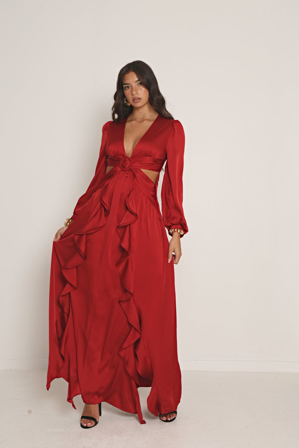 SATIN CUT OUT MAXI DRESS