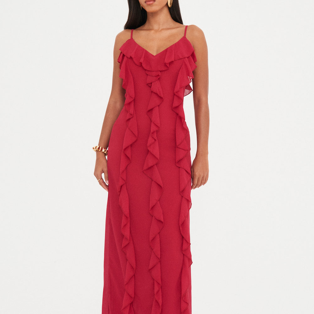 
                      
                        RUFFLE CHIFFON MAXI DRESS
                      
                    