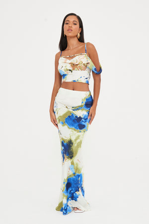 SATIN ABSTRACT CROP TOP