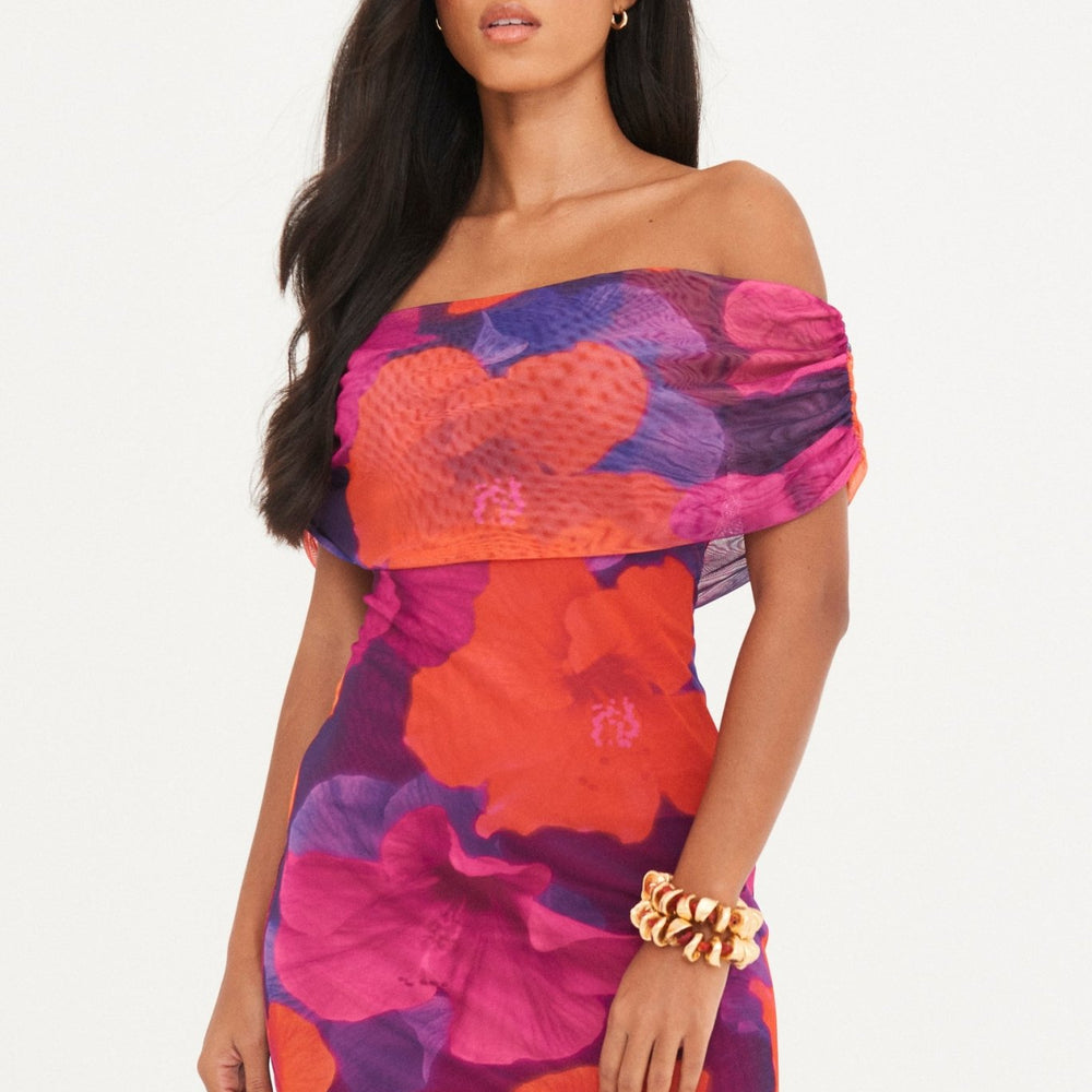 
                      
                        ABSTRACT MESH RUCHED MINI DRESS
                      
                    