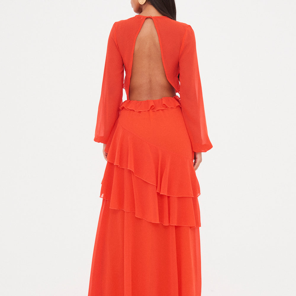 
                      
                        RUFFLE CUT OUT MAXI DRESS
                      
                    