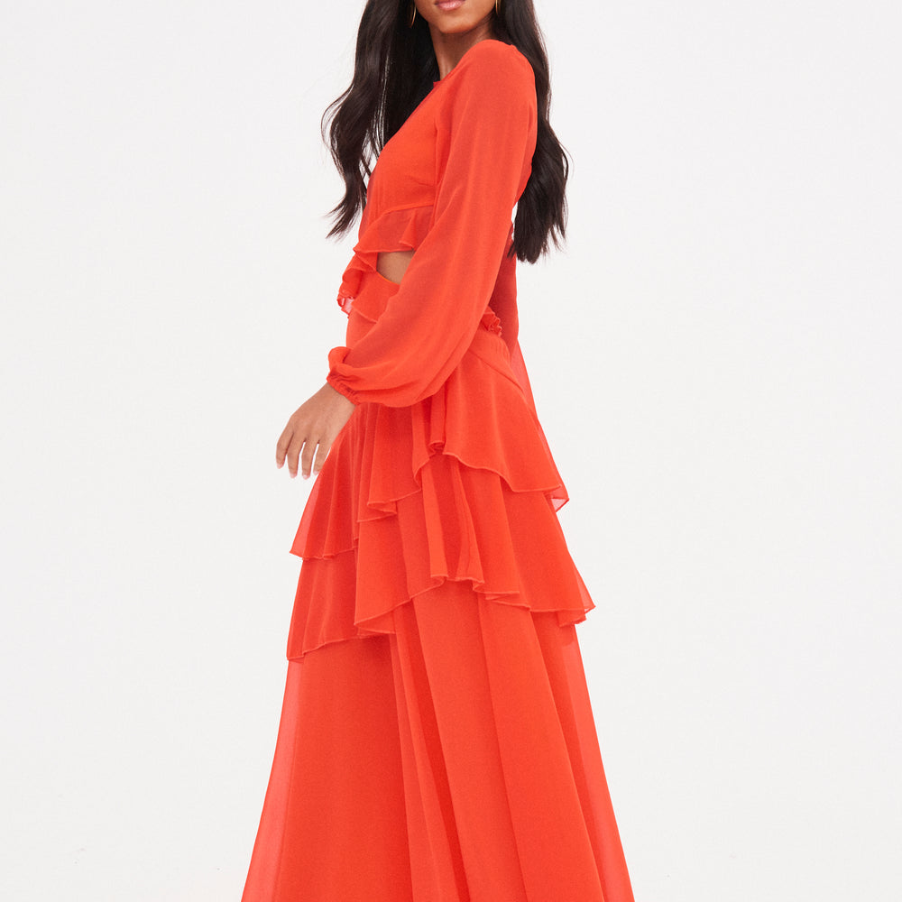 
                      
                        RUFFLE CUT OUT MAXI DRESS
                      
                    