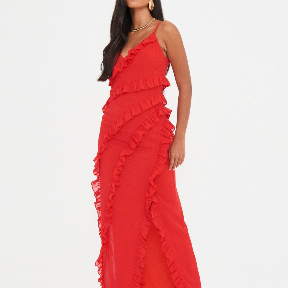 
                      
                        CHIFFON RUFFLE  MAXI DRESS
                      
                    