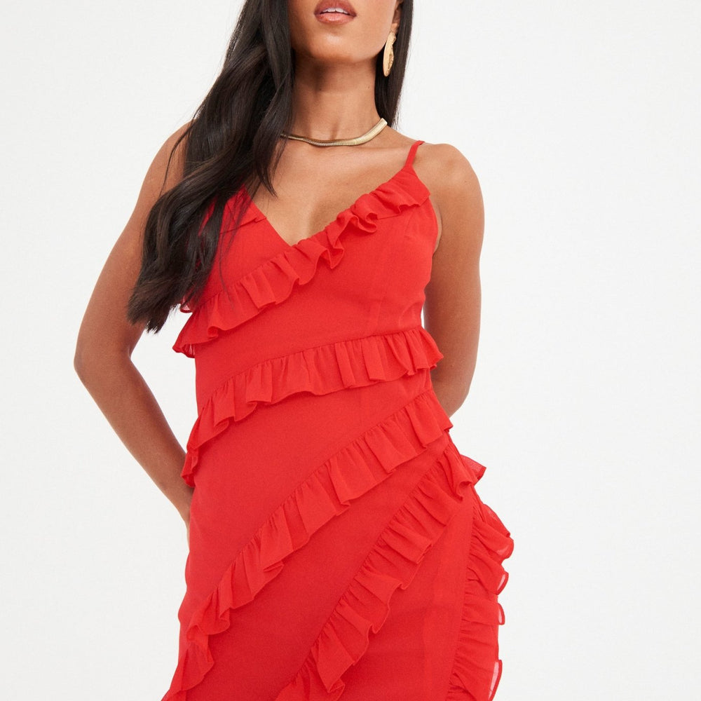 
                      
                        CHIFFON RUFFLE  MAXI DRESS
                      
                    