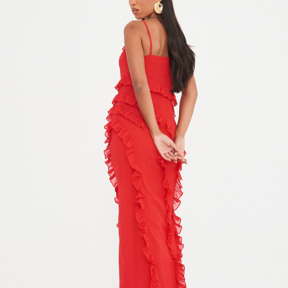 
                      
                        CHIFFON RUFFLE  MAXI DRESS
                      
                    