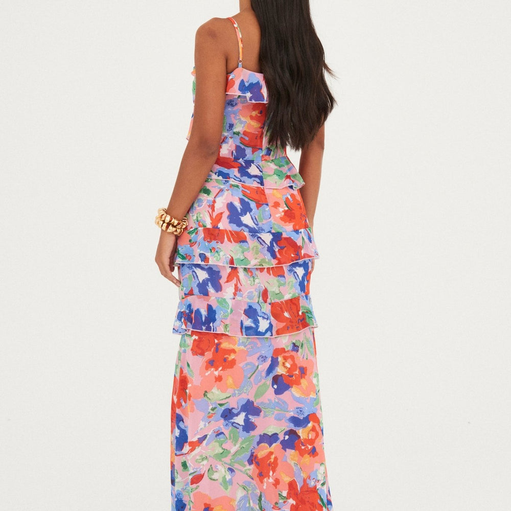 
                      
                        CHIFFON PRINTED RUFFLE MAXI DRESS
                      
                    