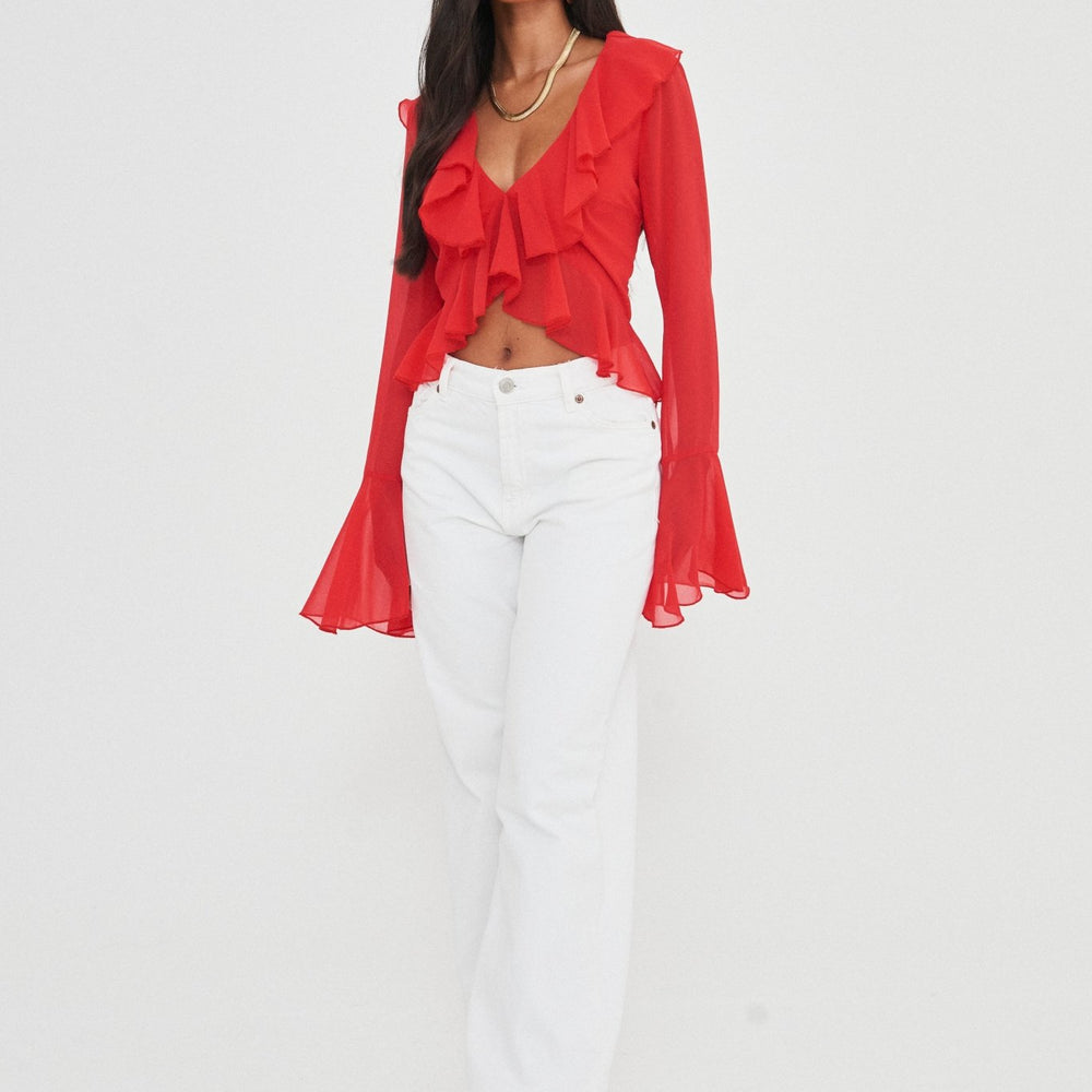 CHIFFON RUFFLE TOP