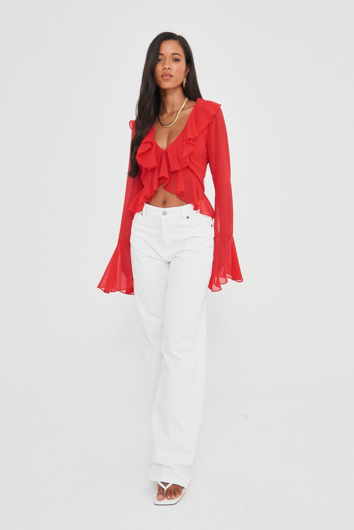 CHIFFON RUFFLE TOP