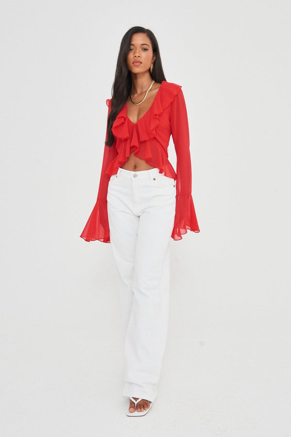 CHIFFON RUFFLE TOP