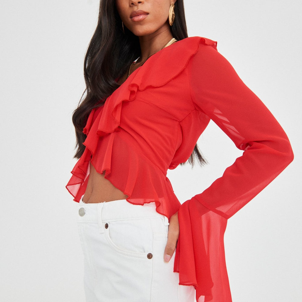 
                      
                        CHIFFON RUFFLE TOP
                      
                    