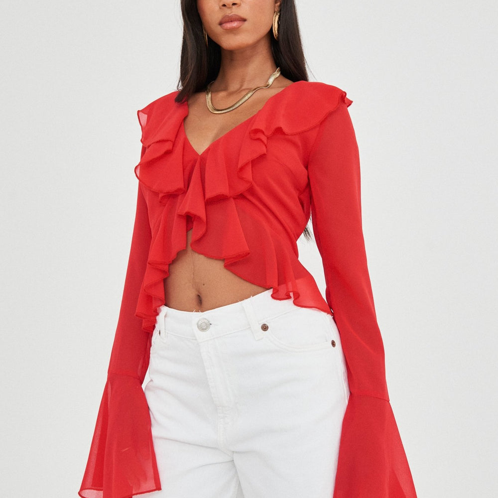 CHIFFON RUFFLE TOP