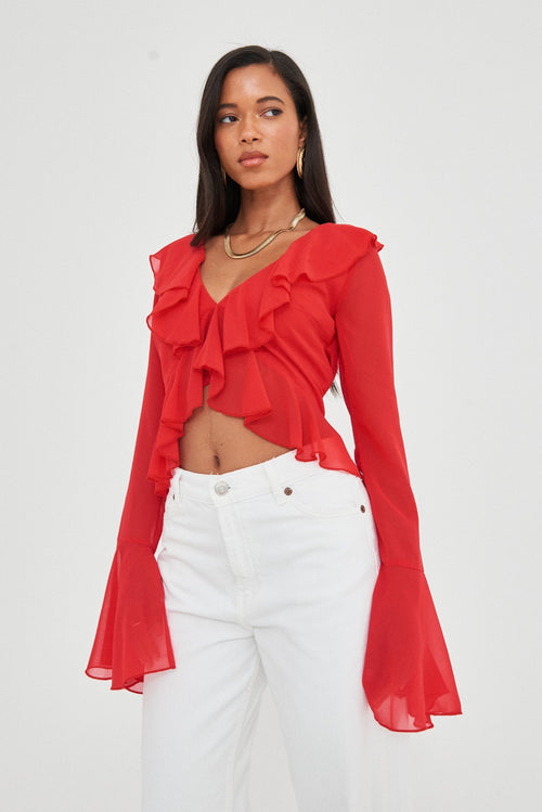 CHIFFON RUFFLE TOP