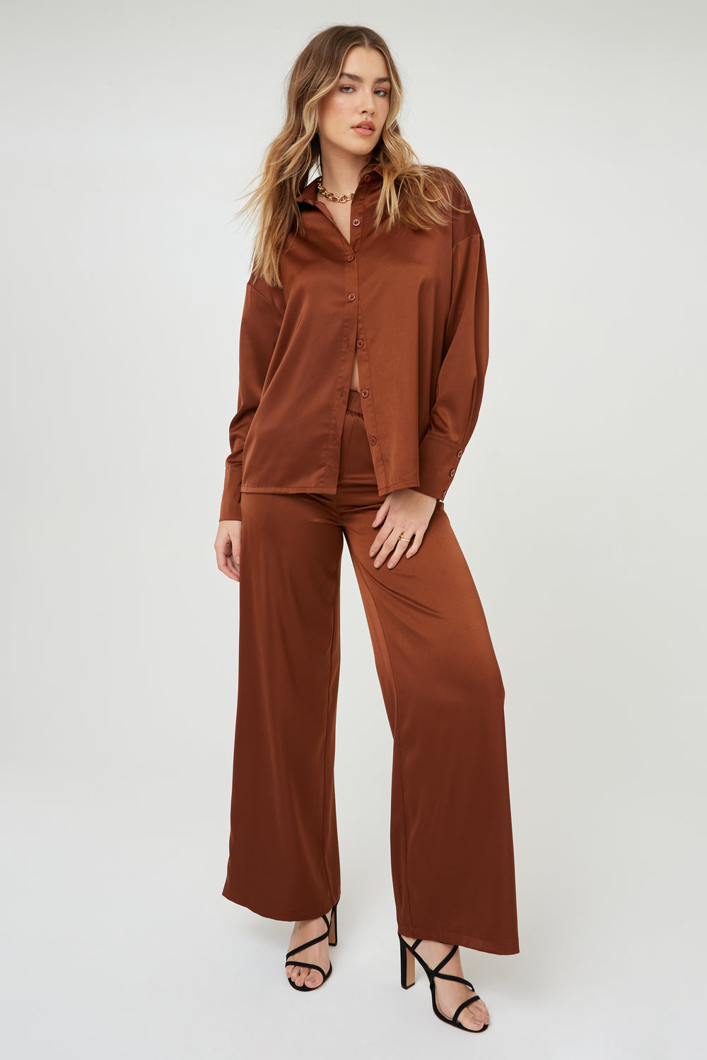 SATIN WIDE LEG TROUSERS