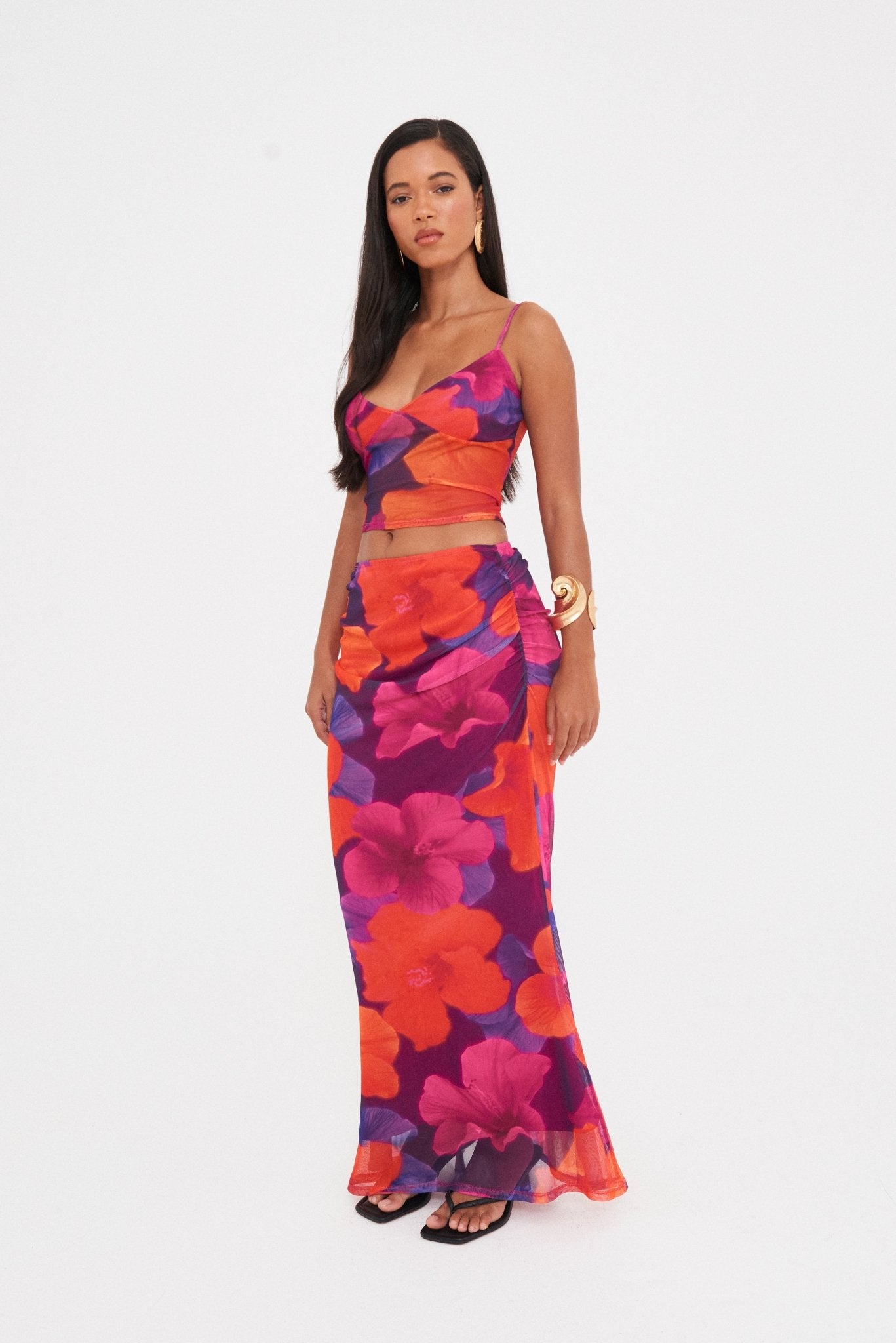 FLORAL MESH CAMI & MAXI CO-ORD