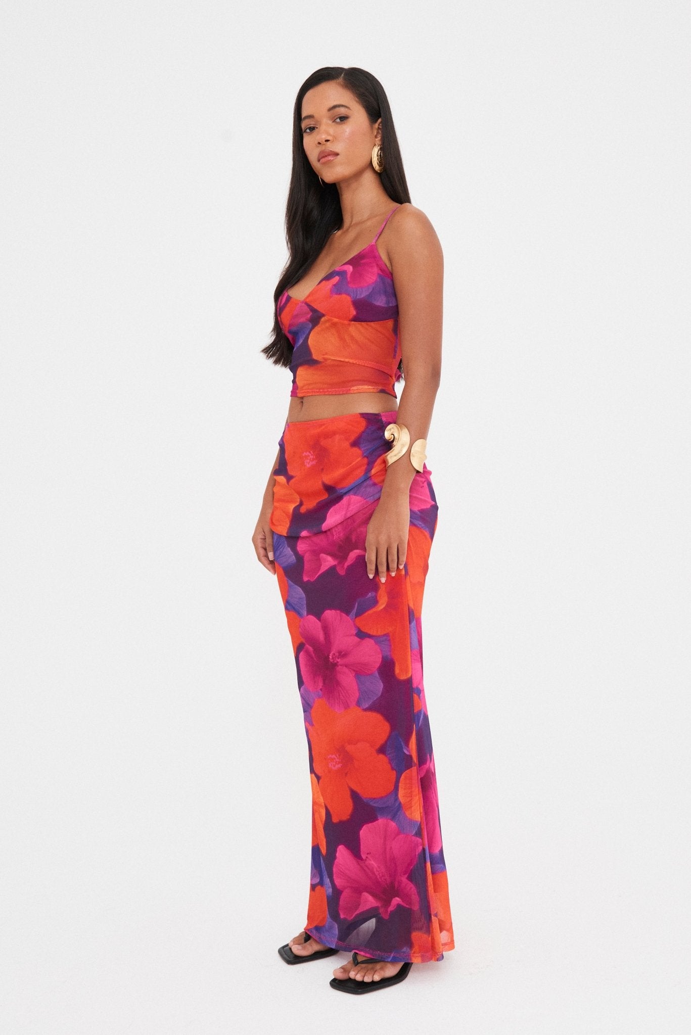 FLORAL MESH CAMI & MAXI CO-ORD