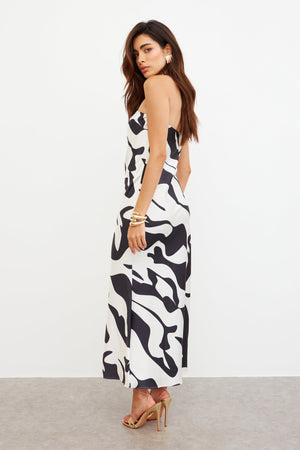 WKND Girl Ivory Abstract Satin Bandeau Maxi Dress