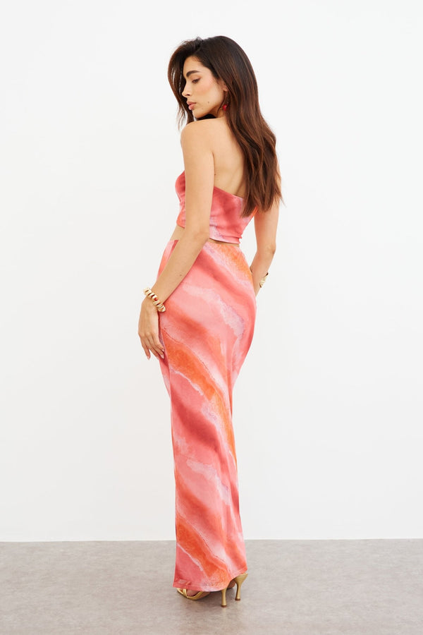 ABSTRACT MESH BANDEAU CROP & SKIRT CO-ORD