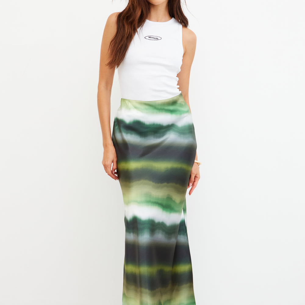 OMBRE SATIN MAXI SKIRT