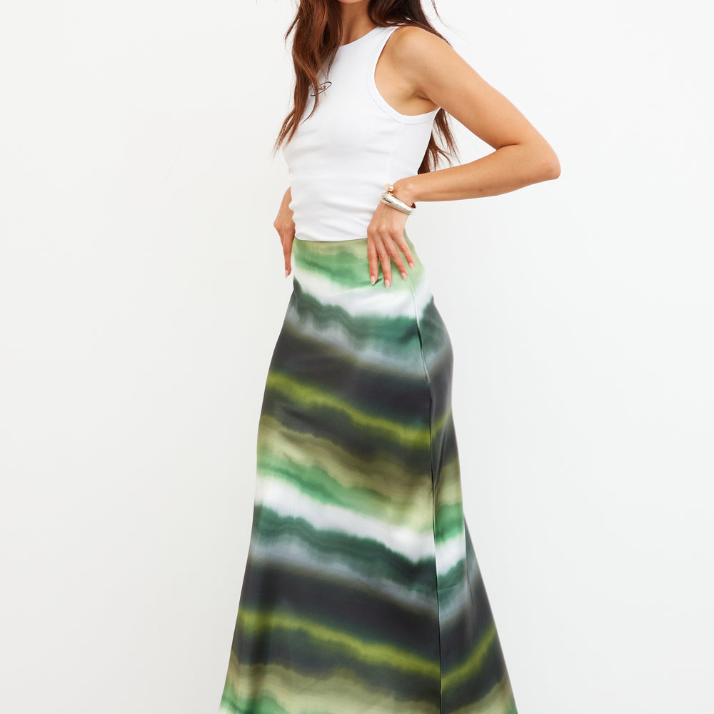 OMBRE SATIN MAXI SKIRT