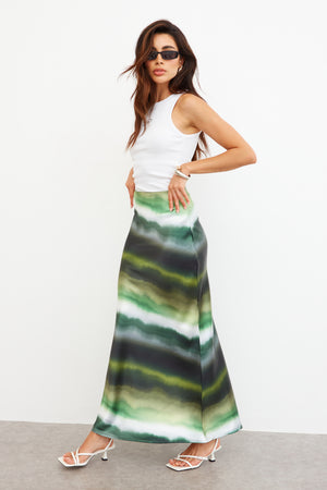 OMBRE SATIN MAXI SKIRT