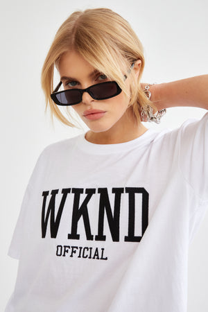 WKND EMBROIDERED OVERSIZE CONTRAST T-SHIRT