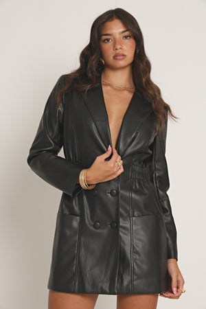 LEATHER LOOK BLAZER DRESS