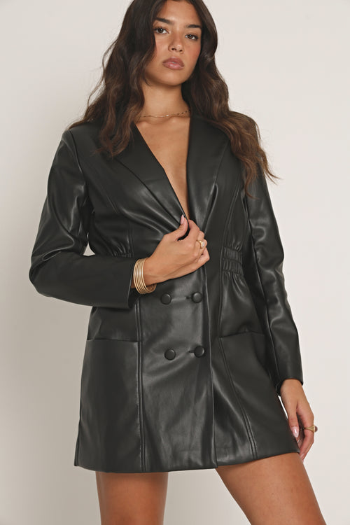 LEATHER LOOK BLAZER DRESS