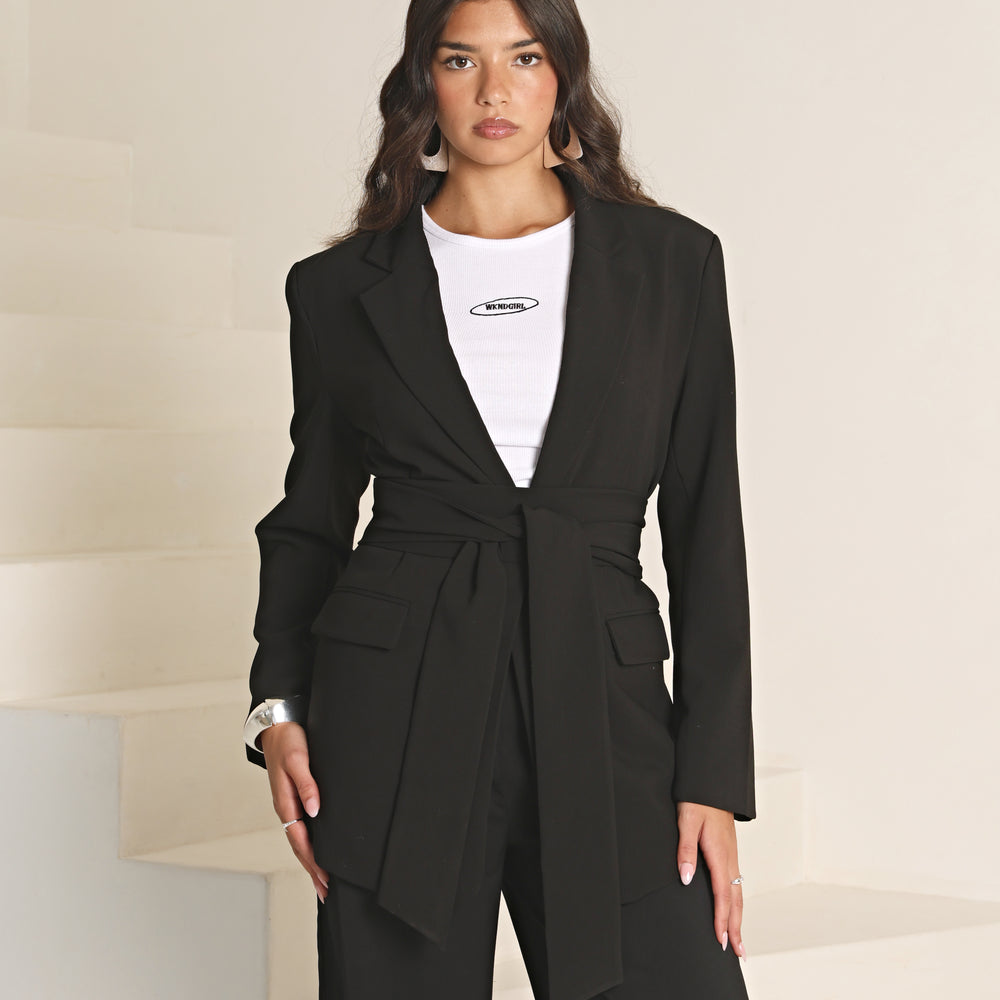 
                  
                    TAILORED BELTED BLAZER
                  
                