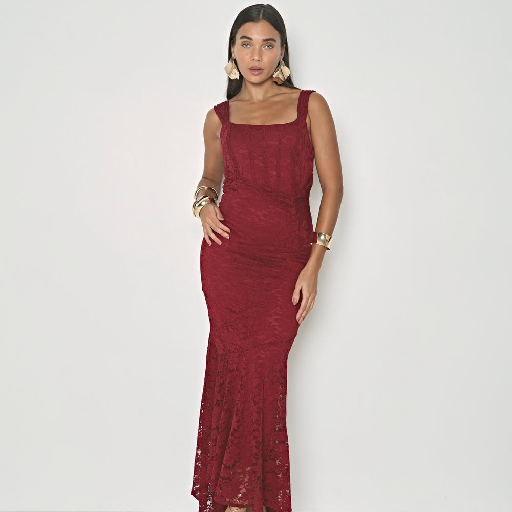 LACE DRAPE MAXI DRESS