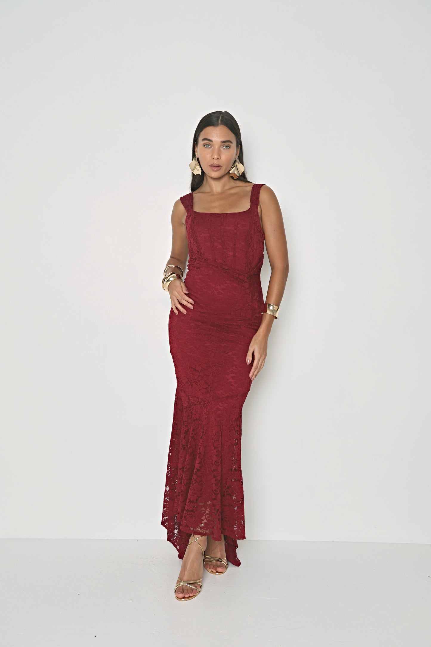 LACE DRAPE MAXI DRESS