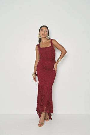 LACE DRAPE MAXI DRESS