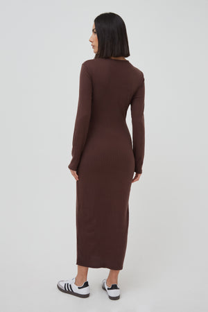 SOFT RIB CREW NECK MIDAXI DRESS