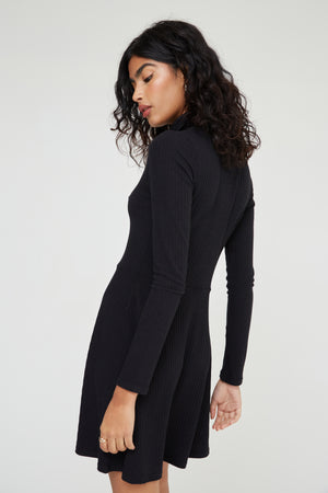 SOFT RIB ROLL NECK SKATER DRESS