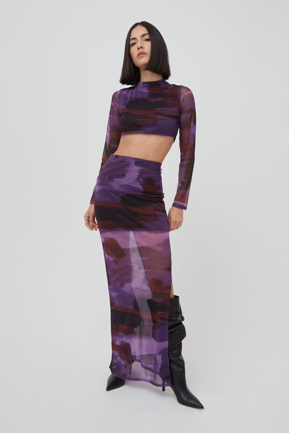 ABSTRACT MESH MAXI SKIRT