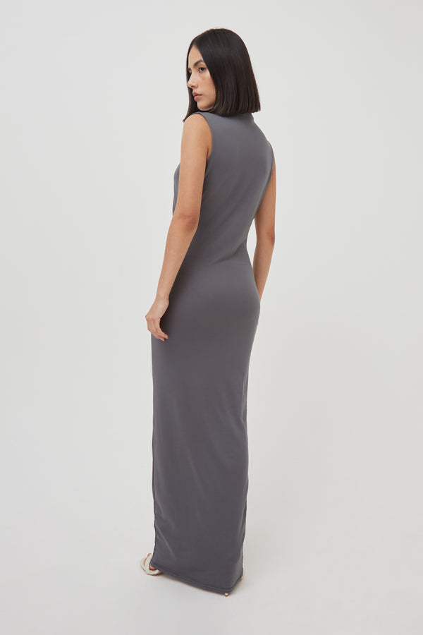 SLEEVELESS DRAPE MAXI DRESS