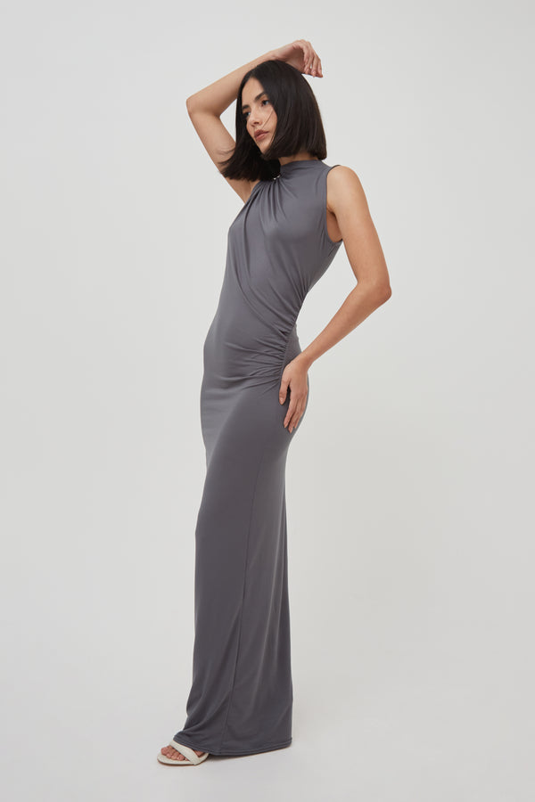 SLEEVELESS DRAPE MAXI DRESS