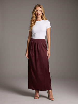 WKND SATIN WRAP MAXI SKIRT