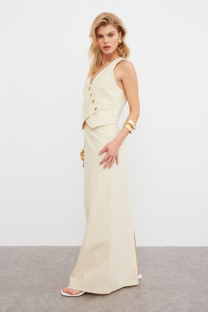 LINEN BLEND MAXI SKIRT