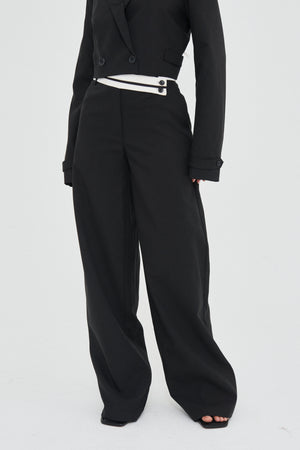 TAILORED CONTRAST WAISTBAND TROUSERS